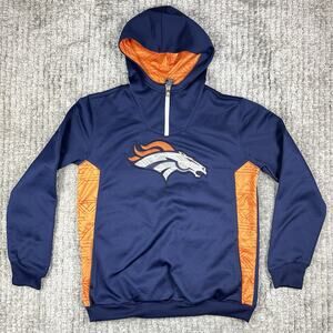 NFL Team Apparel Denver Broncos Pullover Orange Hoodie Youth Size Large Football